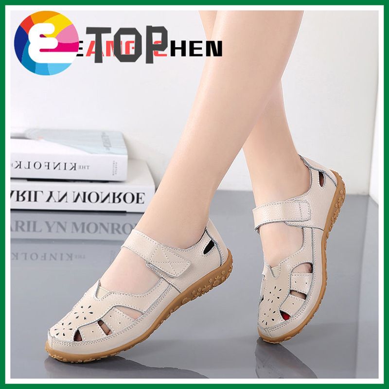 Women Flat Sandals Shoes Large Size 35-42 Flat Open Toe Shoes Ladies Casual Vintage Office Party Sandals Leather Casual Ladies Shoes