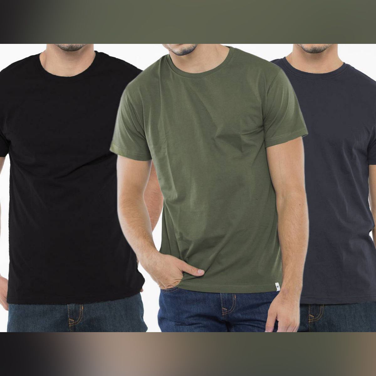 Bundle of 3 Color Summer Comfortable Cotton T-Shirts for Men