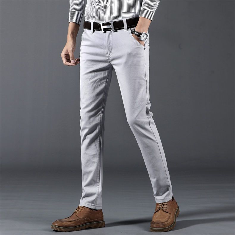 Classic 6 Color Casual Pants Men Spring Autumn Business Fashion Comfortable Stretch Cotton Elastic Straigh Jeans Trousers