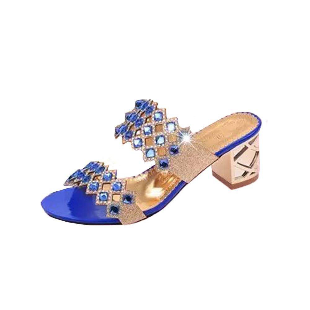 Korean Style Women Sandals Lady Shoes New Summer Fashion Women Big Rhinestone High Heel Sandals Ladies Beach Sandal Fashion Shoes Work female shoes women shoes