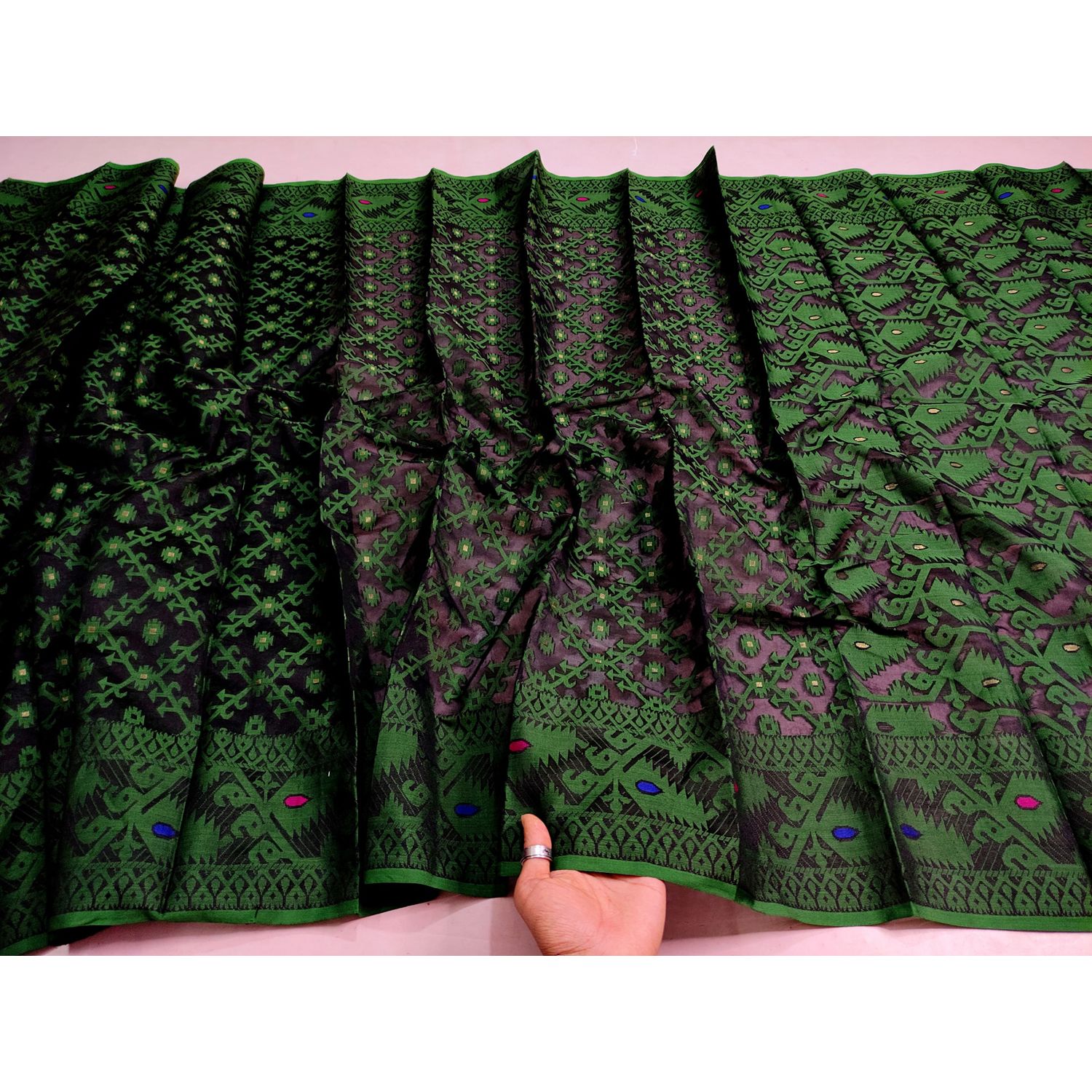 Traditional Weightless Half Silk Chain Jamdani Saree For Women