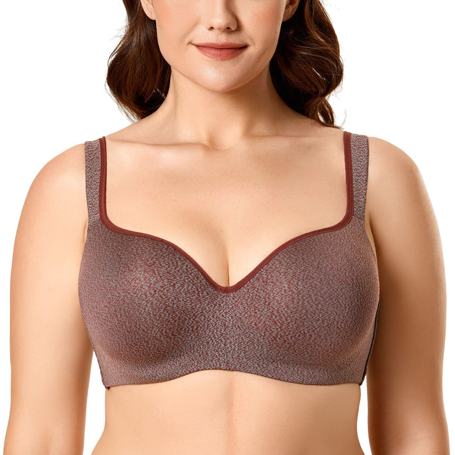 Seemless Full-Coverage Balconette Big Size T-Shirt Bra Blue Blown Pink 34-44 B C D DD E