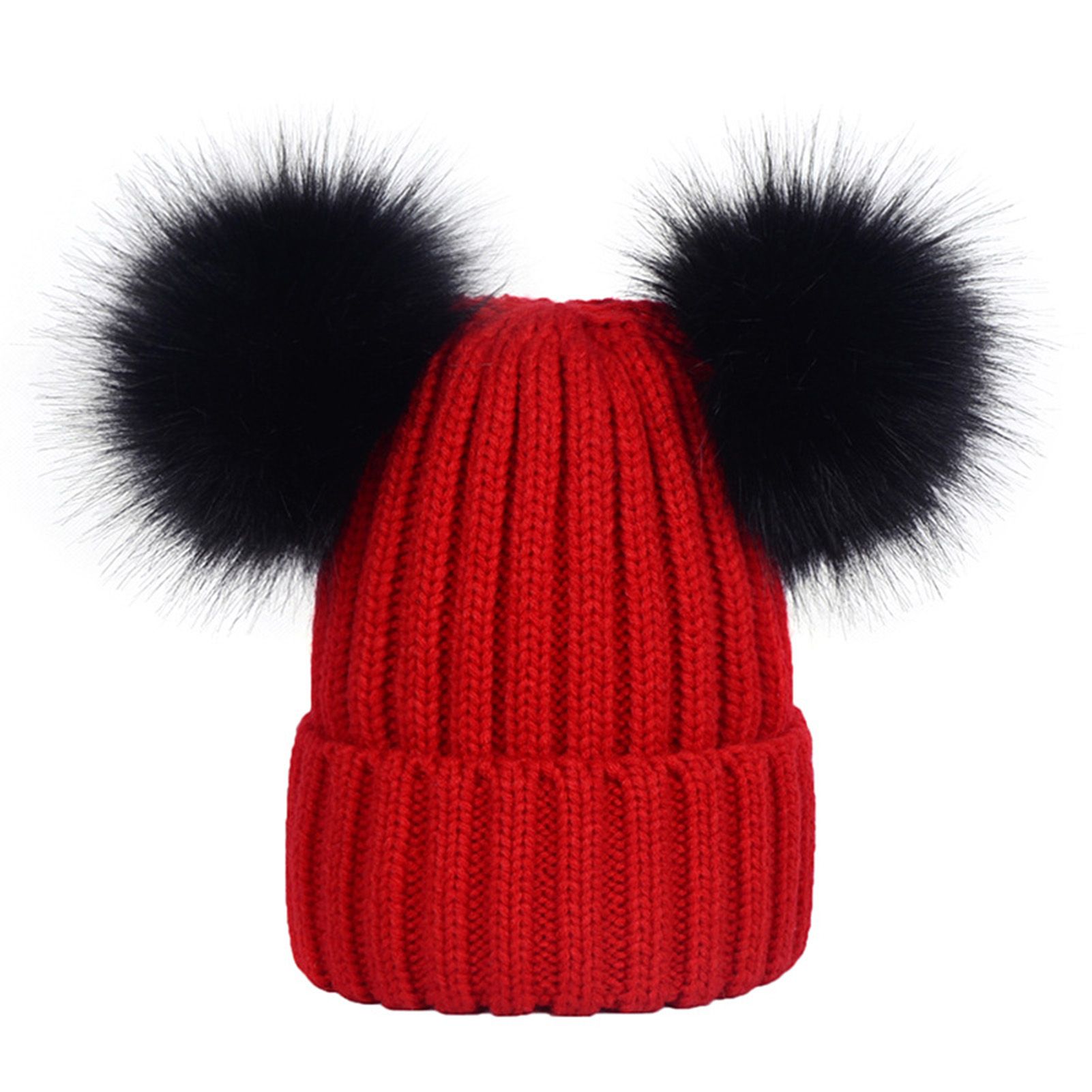 Hat No Brim Fluffy Balls Pure Color Cap