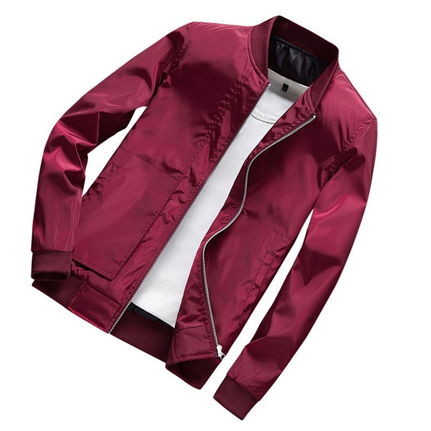 Baseball Jacket Eye-catching Zipper Design Men Bomber Jacket