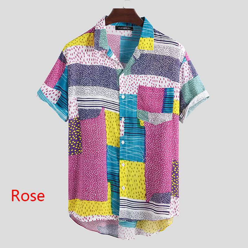 INCERUN Fashion Men Hawaiian Shirt Printing Short Sleeve Beach Vacation Summer Casual Mens Brand Shirts Streetwear Chic Camisa