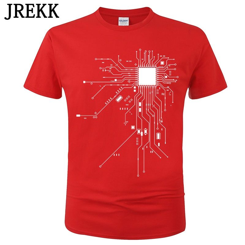 CPU Processor Circuit Diagram T Shirt Men Summer Cotton T-shirt Men's Funny Tops Fashion Tees Homme Brand UniClothes C99
