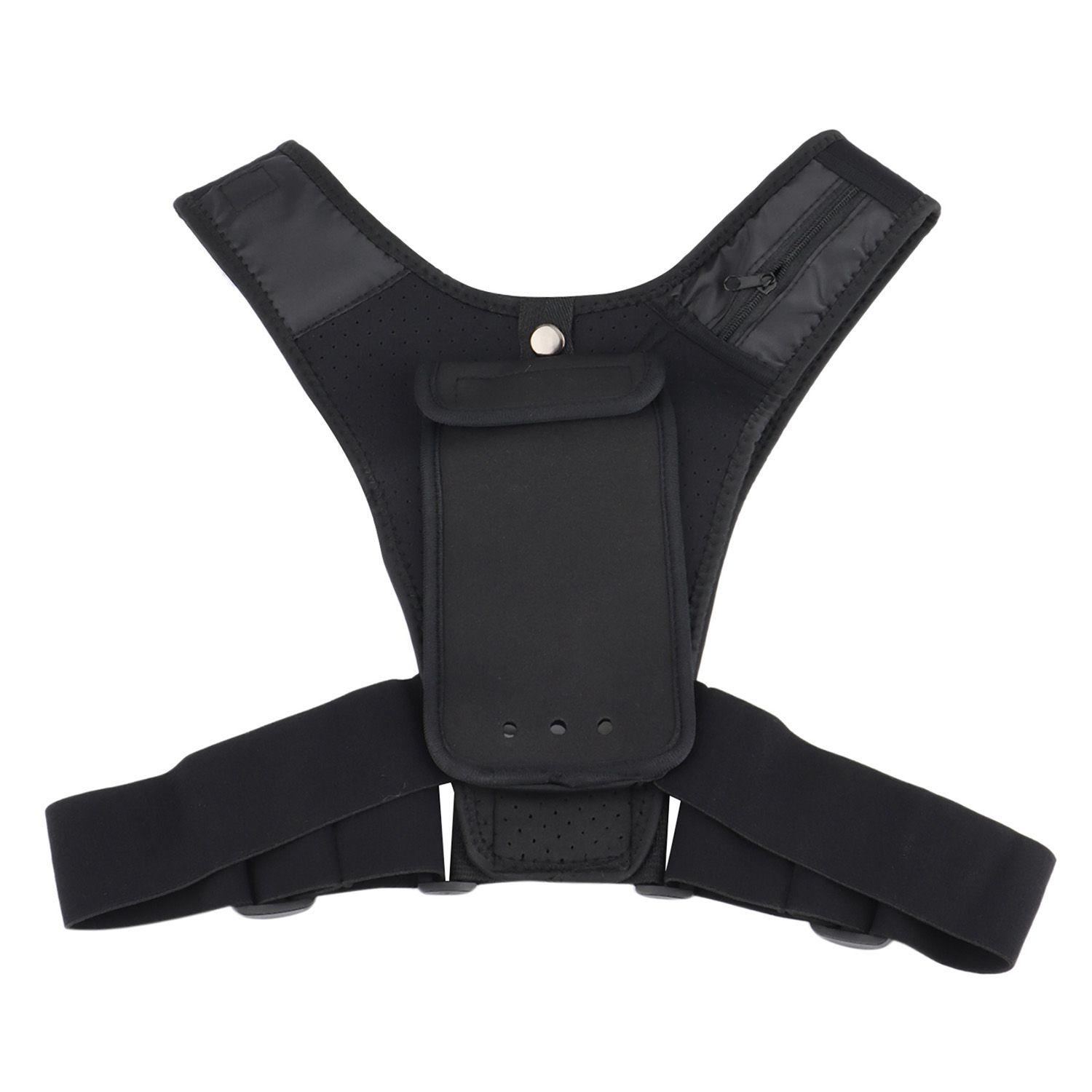 The Training and Running Vest Chest Phone Holder - Black - Reflective Workout Gear - Breathable
