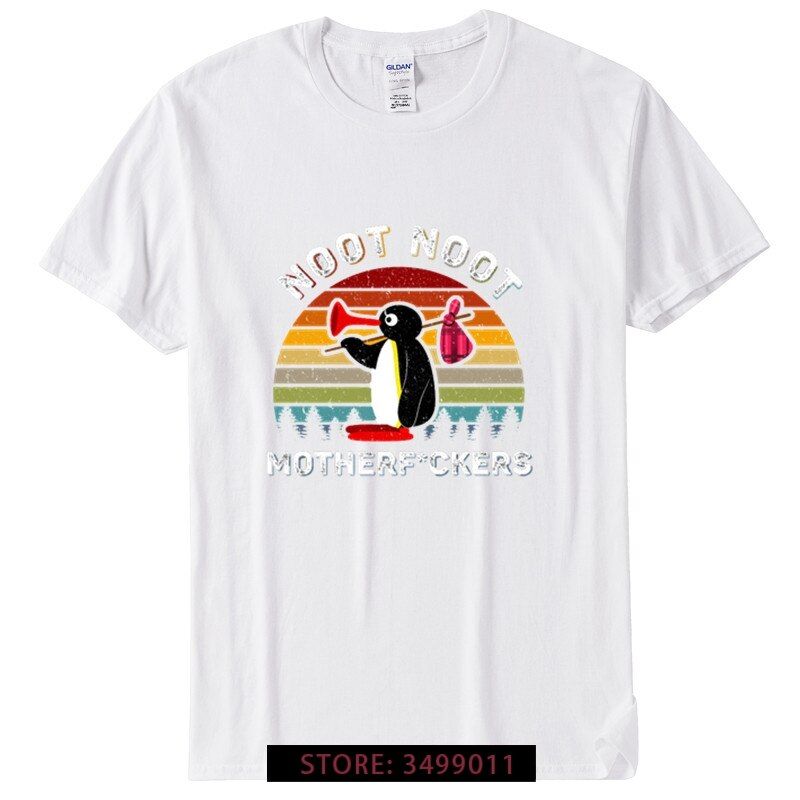 Pingu Retro Funny Tshirts Oversized Aesthetic Ulzzang Cute Graphic Tee Shirt for Men 100 Cotton Camisas Hombre Male