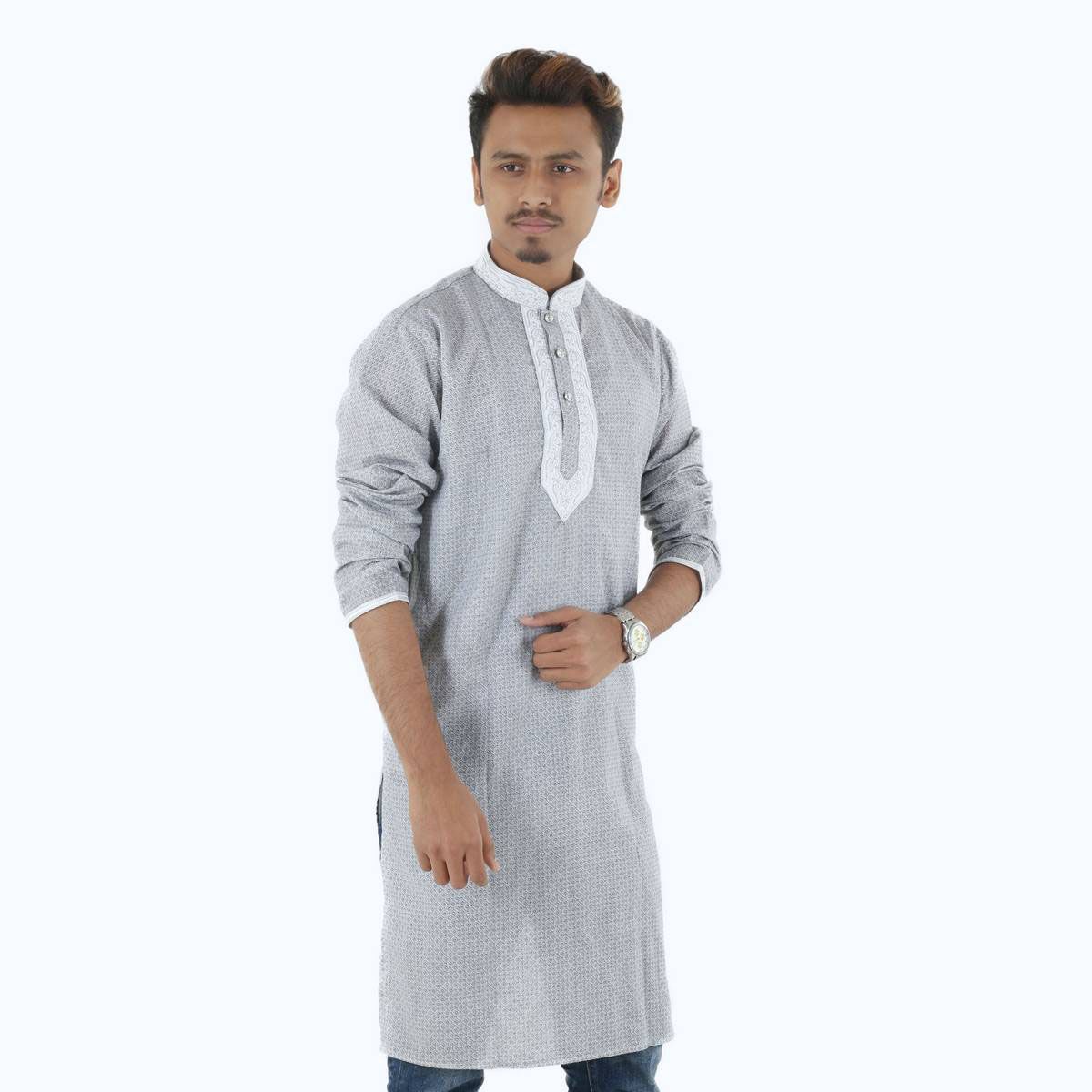 Eid Special Best Quality Stylish Printed Cotton Slim Fit Panjabi For Man