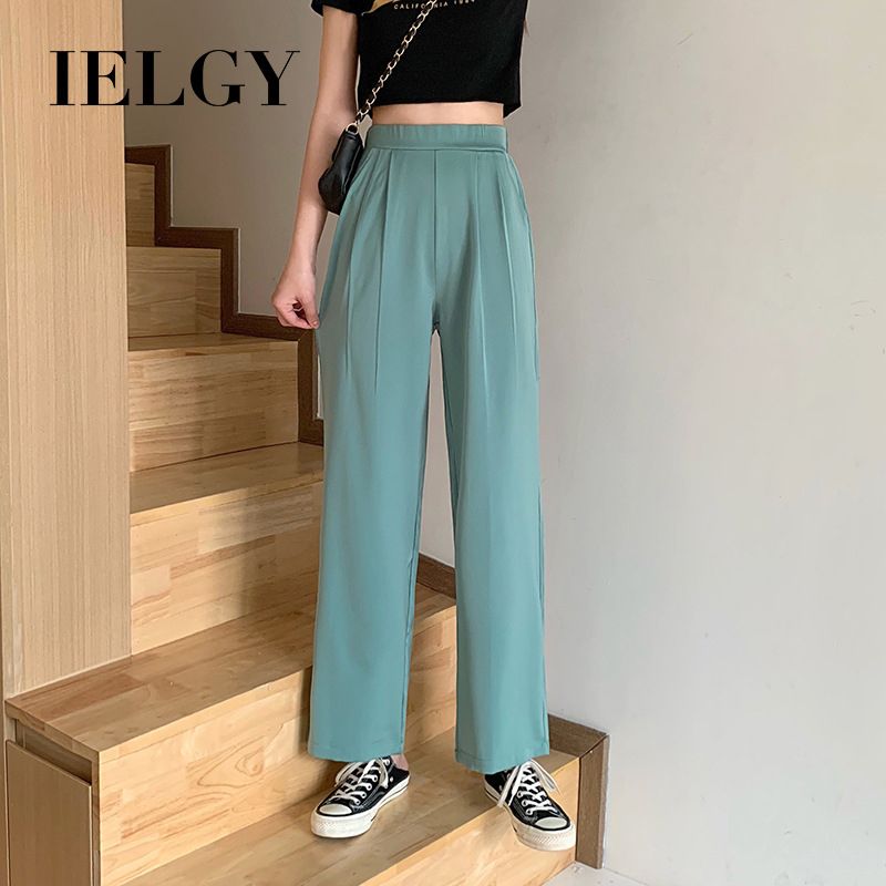 IELGY Loose drape high waist straight wide leg pants all-match suit pants trousers