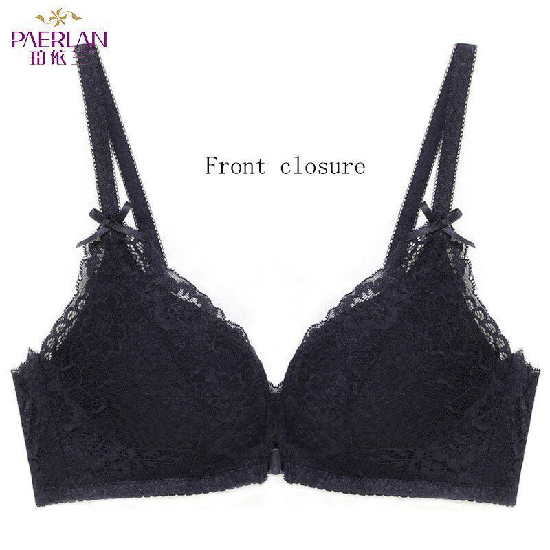 PAERLAN  Bra With Thin Lace Trim Bra No Steel Ring Push Cotton Delicate Floral Decorative Underwear