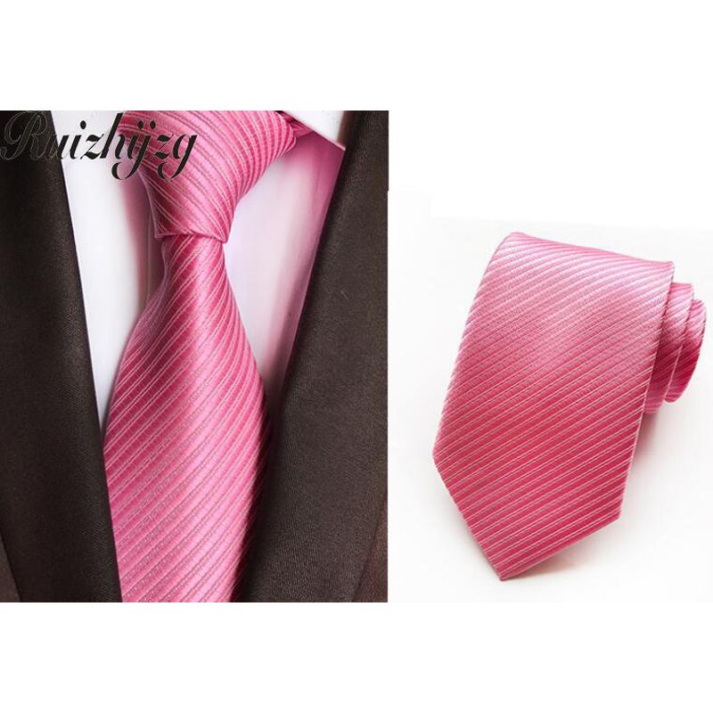 Neck Ties Polyester Silk Woven Necktie For Men Solid Color