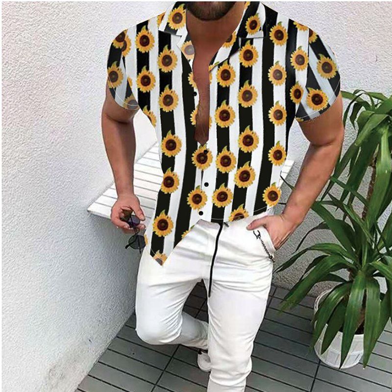 2021 New Summer Men's Clothing European American Retro Trend Shirt Cardigan Men's Fashion Relaxation trend Short Sleeve Shirt