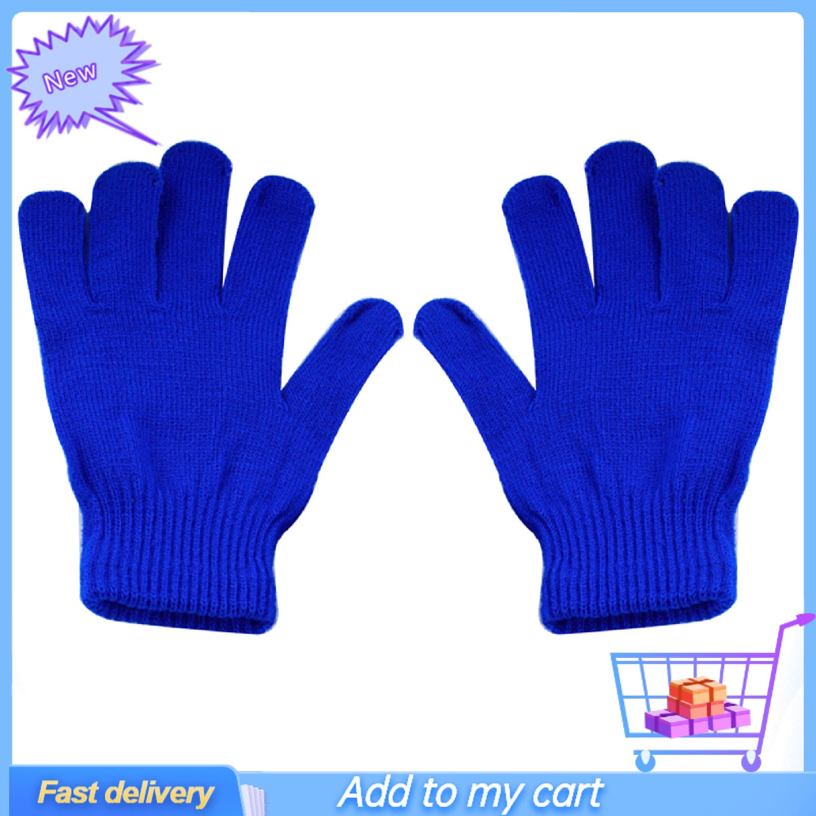 Gloves Solid Color Multi-use Acrylic Unisex Full Finger Warm Mittens for Winter