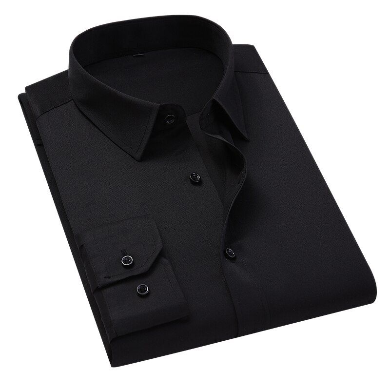DEVIL KING Large Size Non-iron Men's Solid Color Business Shirt Fashion Casual Slim White Long-sleeve Shirt Mens Brand Shirt