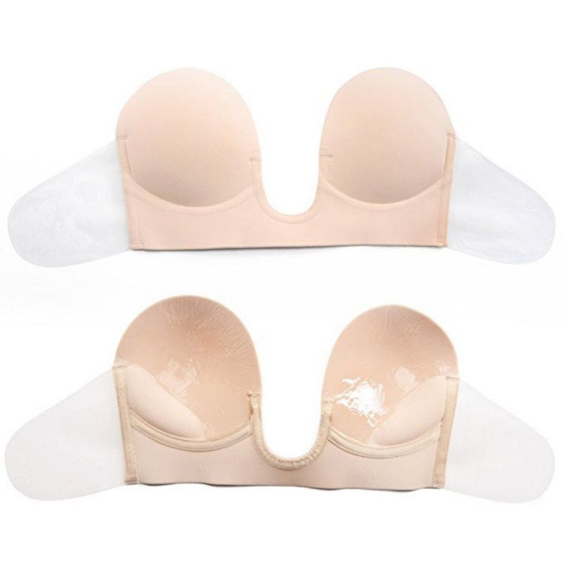 Design Deep U Plunge Bra Sticky Self-Adhesive Silicone Bra U Shape Push Up Brassiere  Bras For Wedding/Evening Event