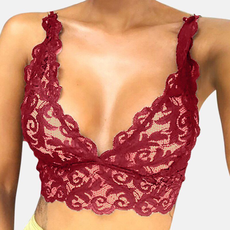 Crop Tops  Women  bralette Seamless Corset Lace Flowers Bralette Bralet Bra Tank Cami  Underwear Bustier top