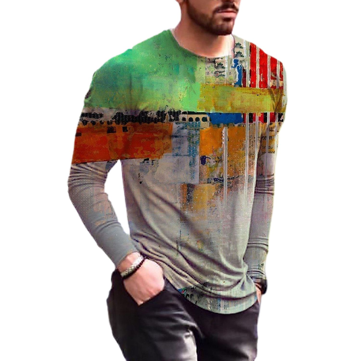Blouse Long Sleeve Breathable Cotton Blend Round Neck Tops for Daily Life