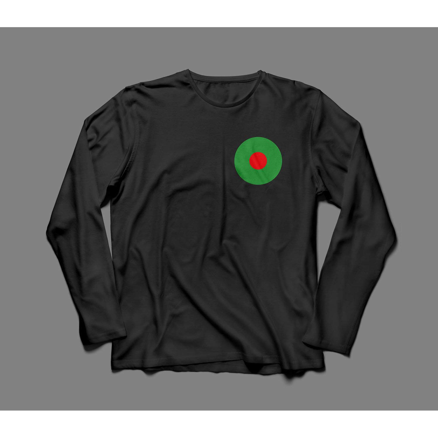 Bangladesh Flag FULL SLEEVE BLACK Cotton T-shirt