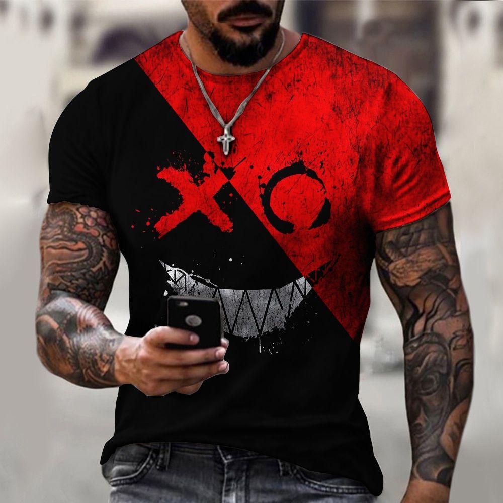 trend XOXO pattern 3d printed T-shirt summer fashion men's street casual sports shirt male O-neck oversized T-shirt