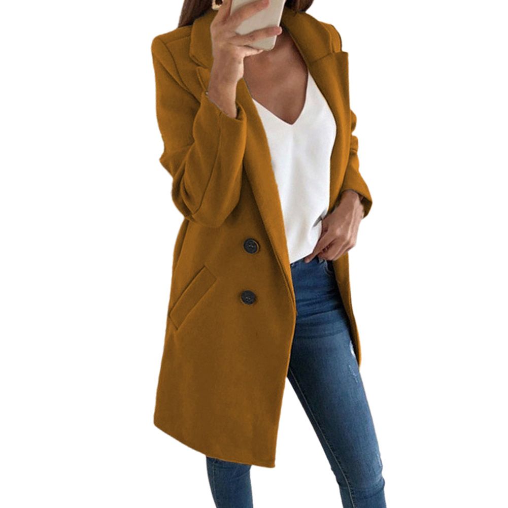 Women Autumn Winter Lapel Open Front Jacket Long Coat