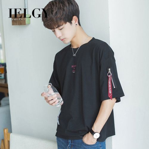 IELGY Summer new short-sleeved men's loose five-point sleeve T-shirt Korean version of the trend half-sleeved ins simple wild compassionate shirt men