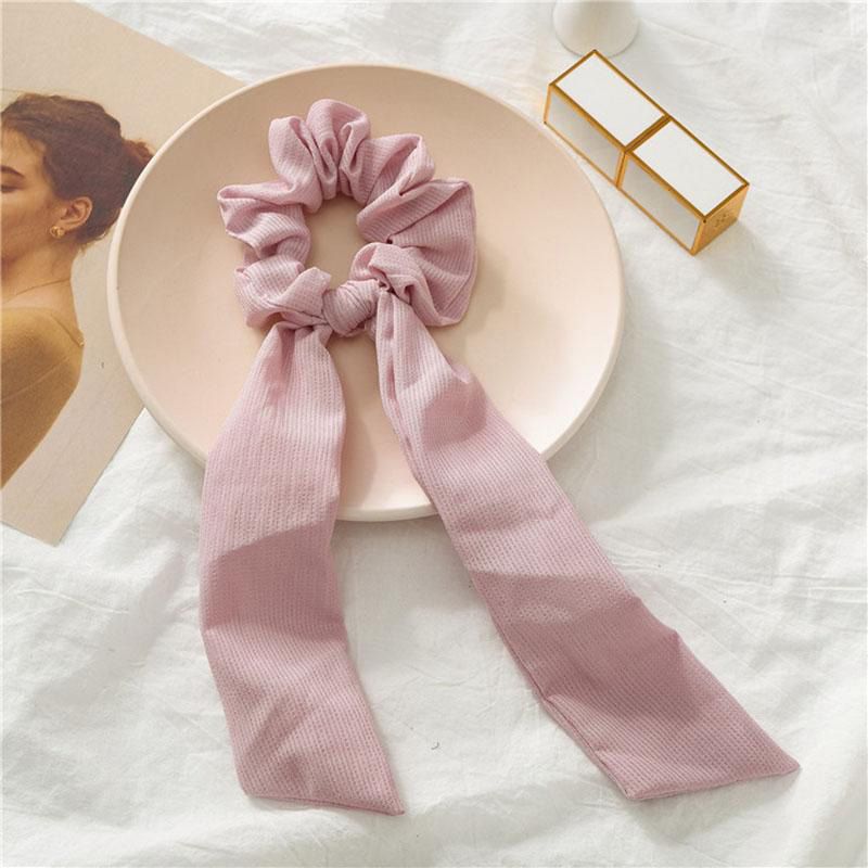 【BestGO】Women Bow Hair Ring Fashion Ribbon Hair Band Scrunchies Solid Color Hair Accessories