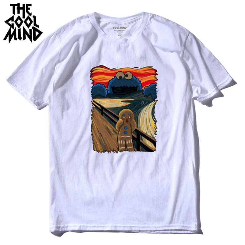 COOLMIND 100% cotton short sleeve cool print men Tshirt casual loose men t shirt o-neck male t-shirt male men tee shirts
