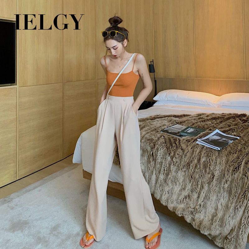 IELGY pendant tooling wide-leg pants women's semi-elastic waist loose loose casual pants trousers tide