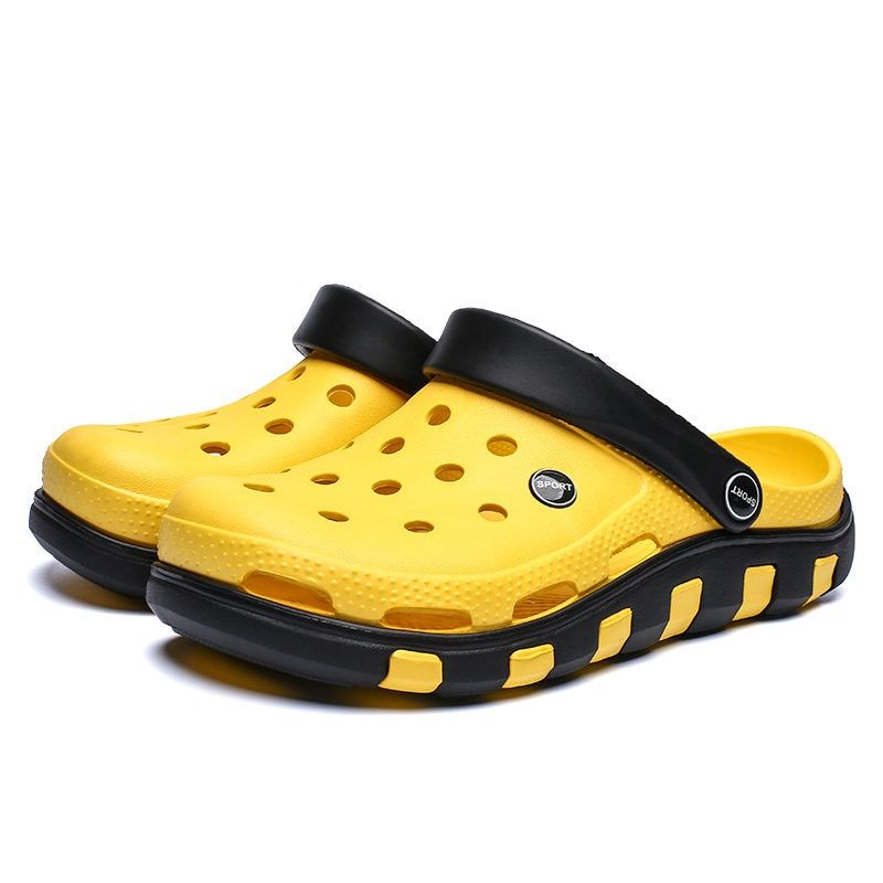 2021  Yellow Men's Clogs Comfortable Men Sandals Summer Beach Flip Flops Casual Rubber Clogs Outdoor Couple Garden Shoes