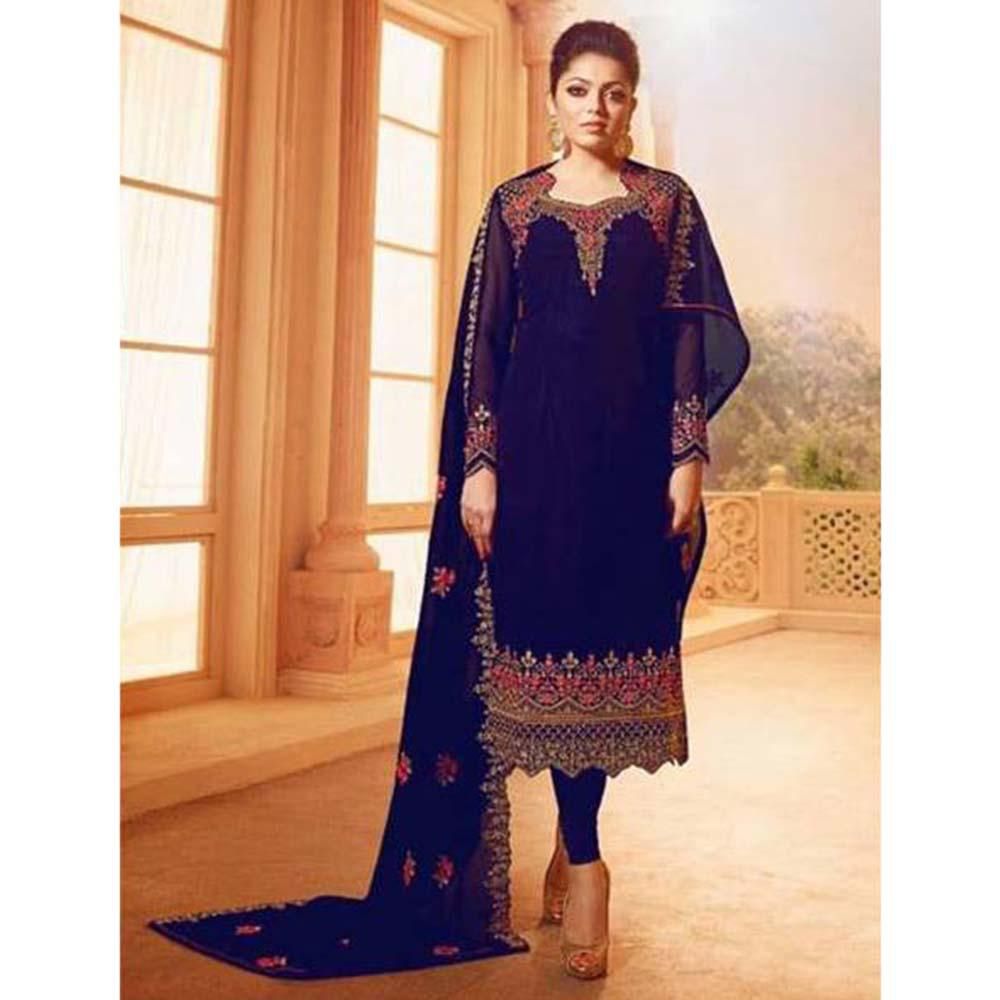 Unstitched Royal Blue Georgette Salwar Kameez for Women