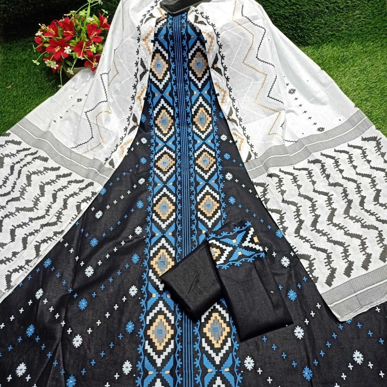 Unstitched Cotton With Skin Print  Salwar Kameez For Women