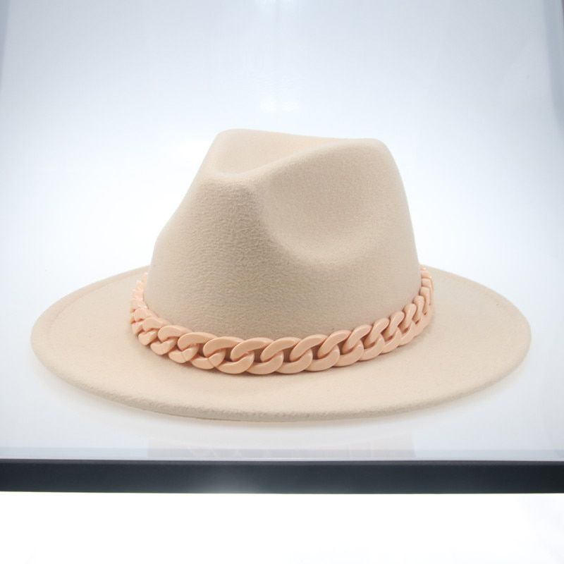Hat Women Men Fedoras Chain Hats for Women Jazz Caps Panama Fedora Felt Caps Hop Winter Women Hats SombrDe Fieltro