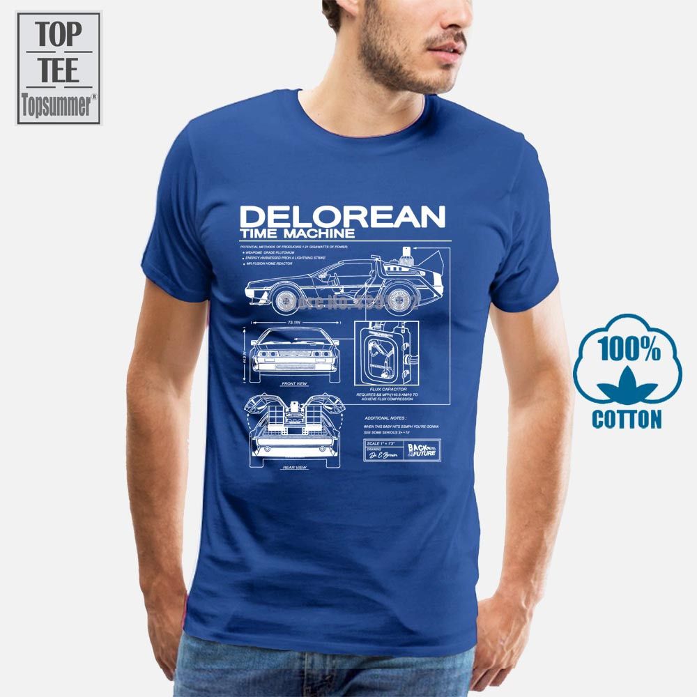 Back To TFuture Delorean Schematic T-Shirts With Print T-Shirt Men Motorcycle Cotton T-Shirts Summer Men'S T-Shirt Hop