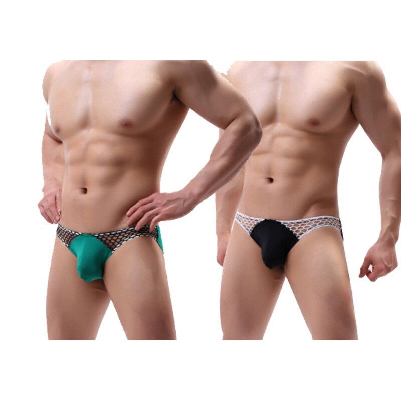 Mens Mesh Briefs Printed Ultra-thin Underpants Man Cueca Masculina U Pouch Male Panties Mens briefs Gay Ropa HT004