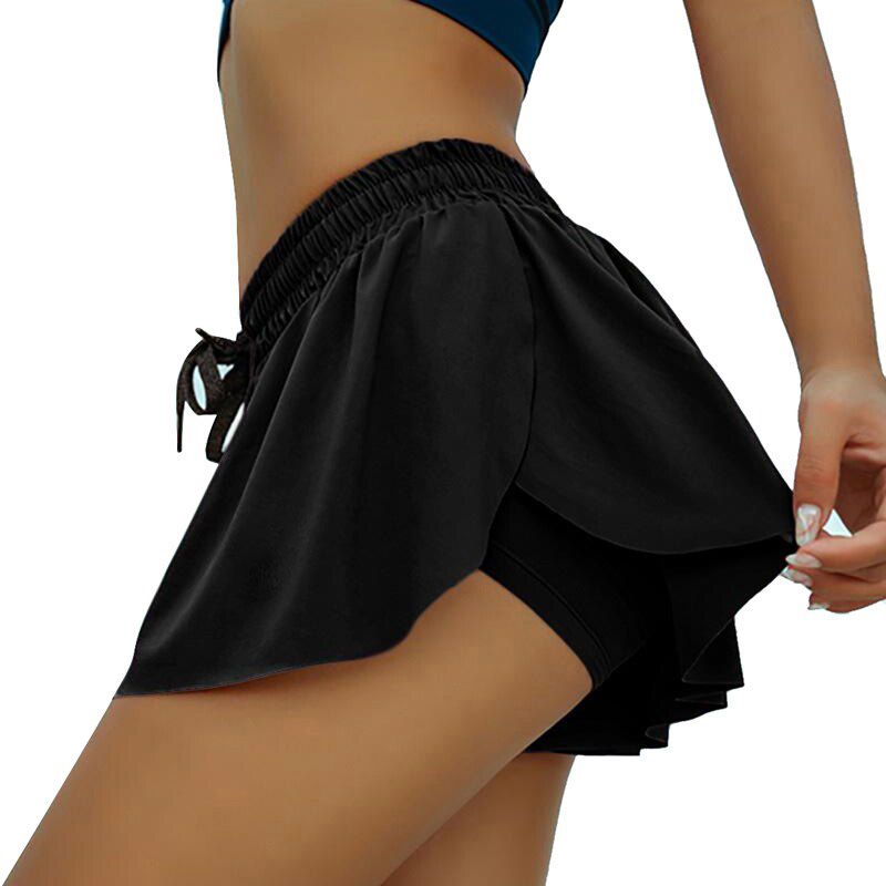 Women 2 In 1 Running Shorts Elastic Waist Pocket Tight Yoga Short Woman Sports Short Pink Gym Fitness Shorts Sportswear