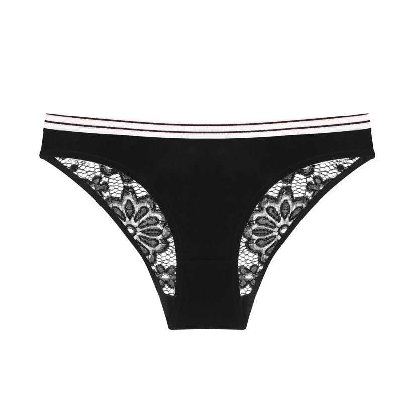 Pack of 1 - Breathable Lace Women's Panties Floral Female Underwear Soft Cotton Ladies Briefs