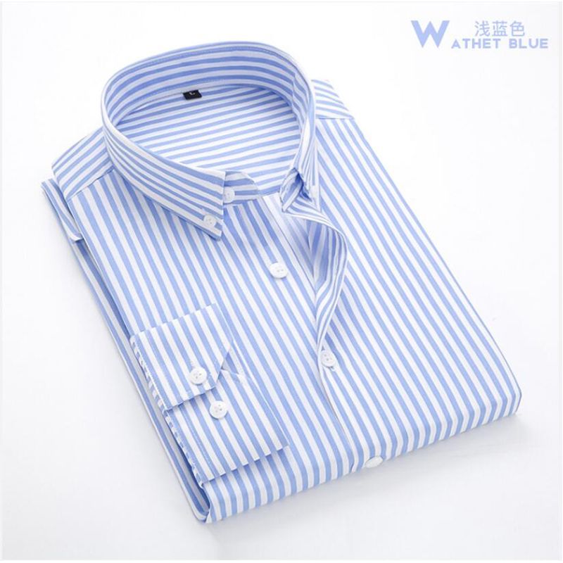 Fashion New Men Long Sleeve Shirts Male Striped Classic-Fit Comfort Soft Casual Button-Down Shirt Casual Male Shirt Tops 5X