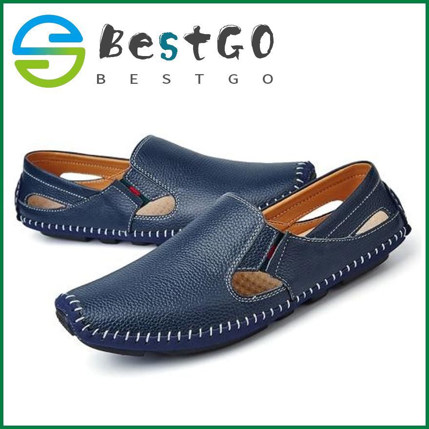 Men Leather Driving Shoes Plus Size 45 46 47 Casual Slip-on Summer Shoes 5 Colors Size 38-47