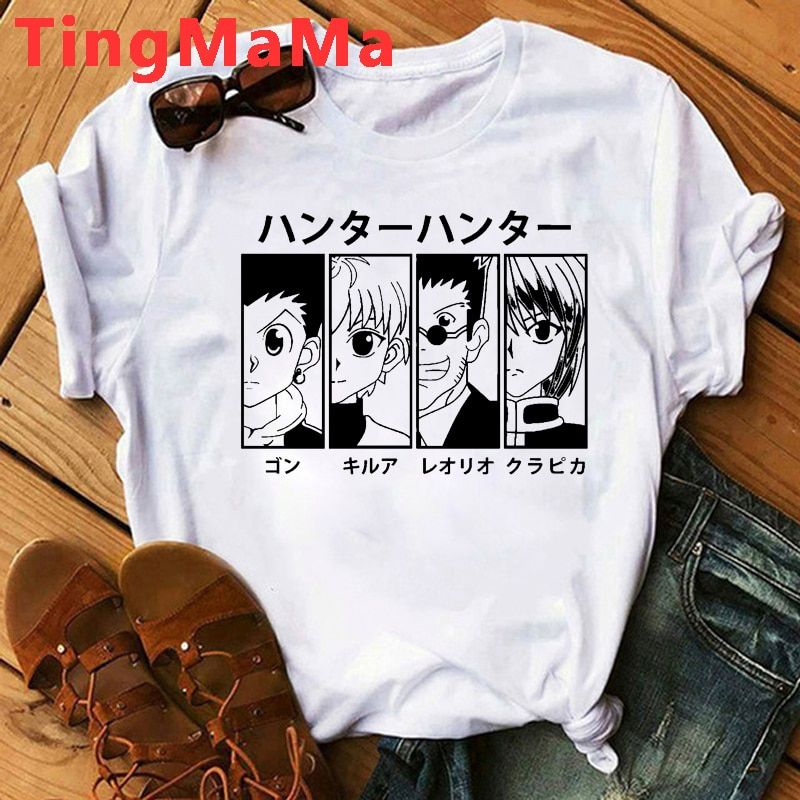 Jnese Anime Hunter X Hunter T Shirt Men Kawaii Cartoon Gothic Killua Graphic Tees Manga Harajuku Tops Uni T-shirts Male
