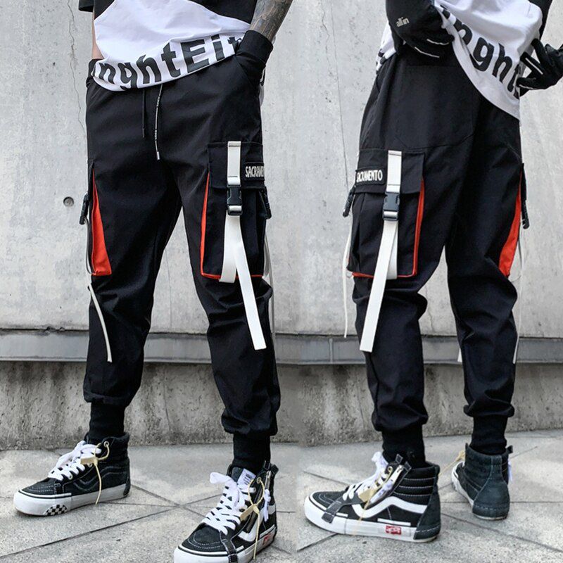 Men Black Joggers Pants Summer Mens hop Big Pockets Cargo Pants Male Spring Streetwear Overalls Sweatpants Harem Pant