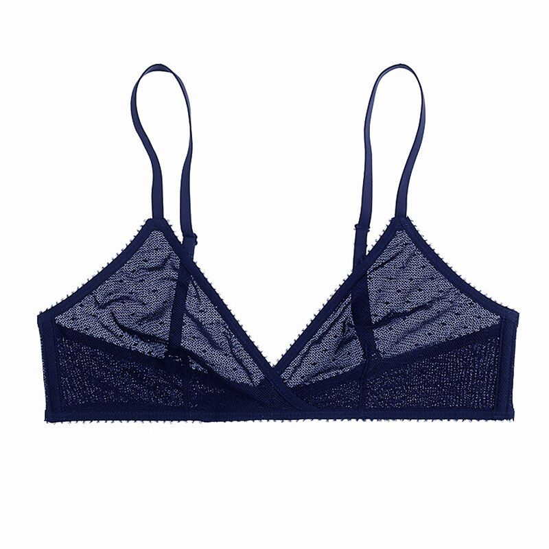 Underwear women Ladies Lace Bras For Women underwear Dot mesh See-Through Adjustable Lingerie Black  Femme Soft Bralette