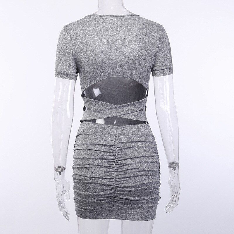 Backless Sexy Short Dress For Women Hollow Out Ruched Bodycon Mini Dress Summer 2021 Party Night Club Tight Dress Purple Black