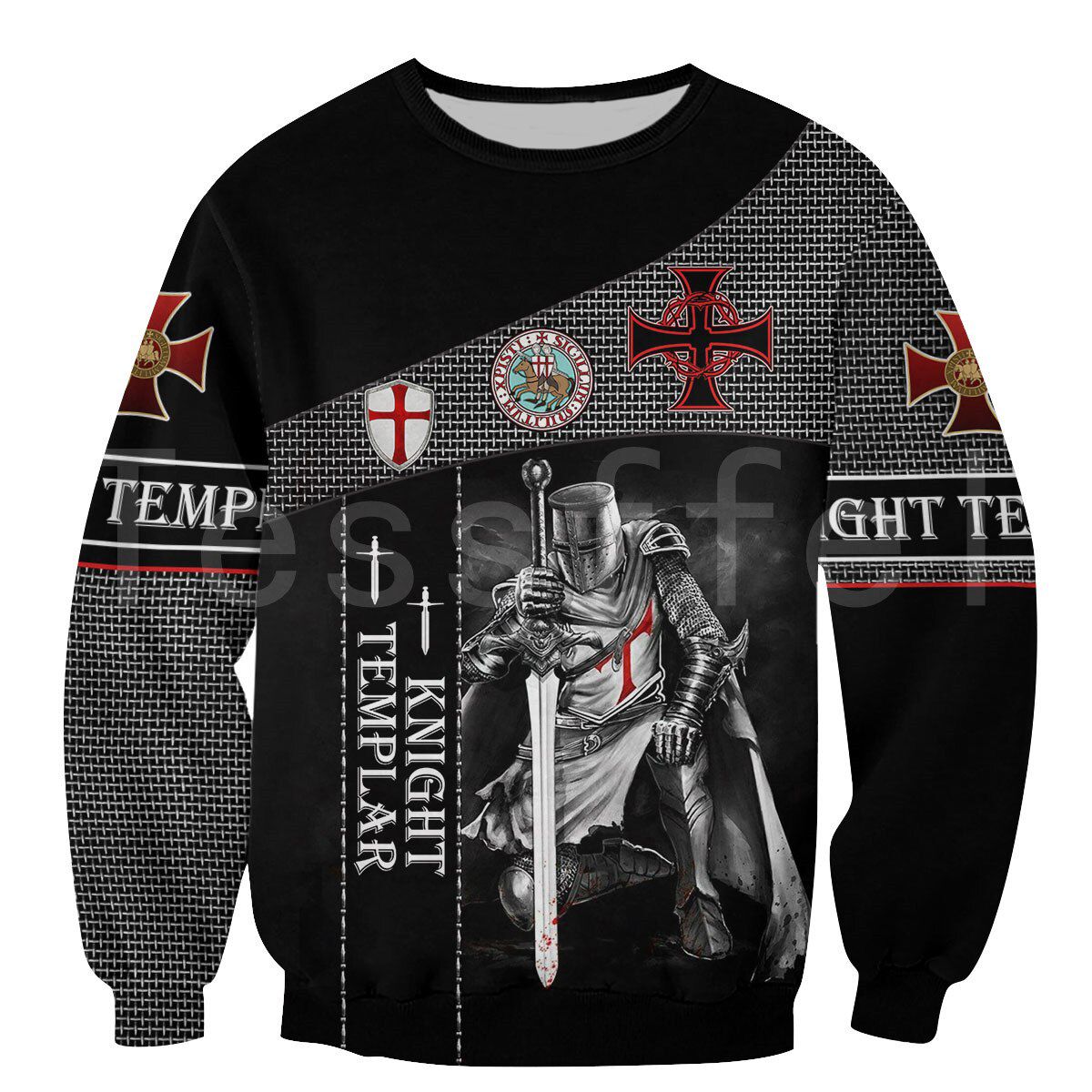 Tessffel Newest Knight Templar Armor Jesus God Guard Cavalier Pullover Streetwear NewFashion 3DPrint Men/Women Funny Hoodies D-9