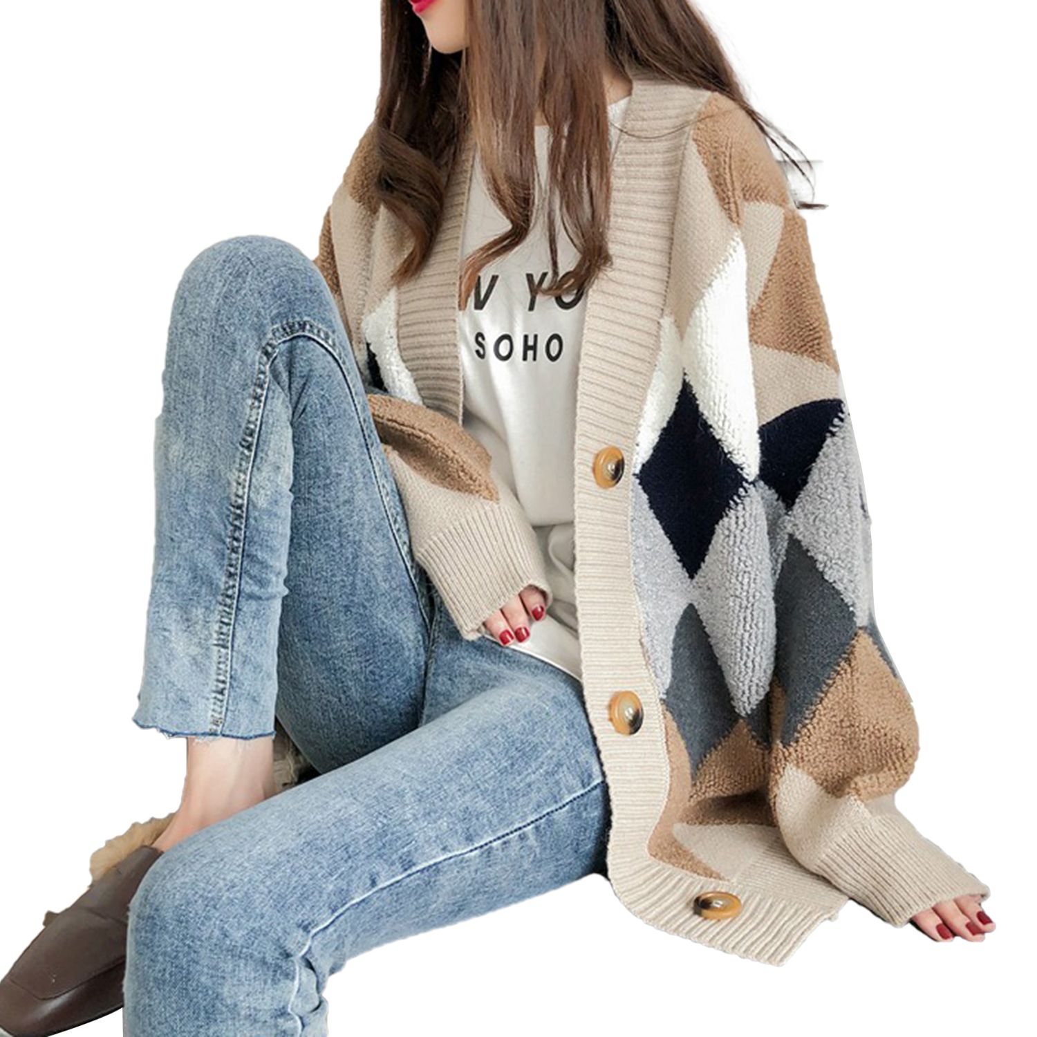 Women Sweater Coat Knitted Korean Style Knitting Sweater Coat