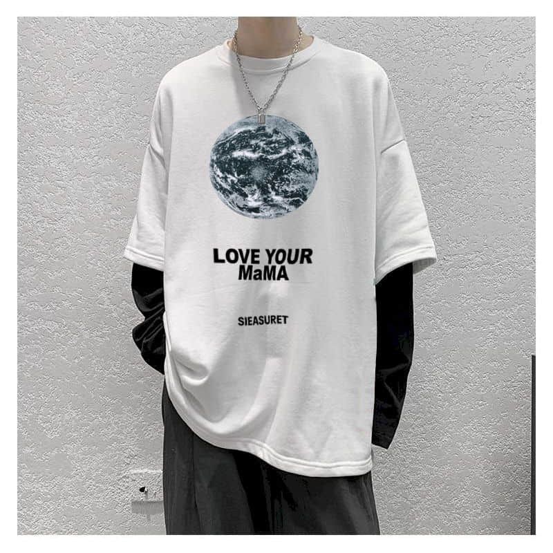 Long Sleeve Fake Two-piece T Shirt Striped Big Shirts Men Clothing Men Fashion 2020 New Oversized Tees Clothes Tshirt