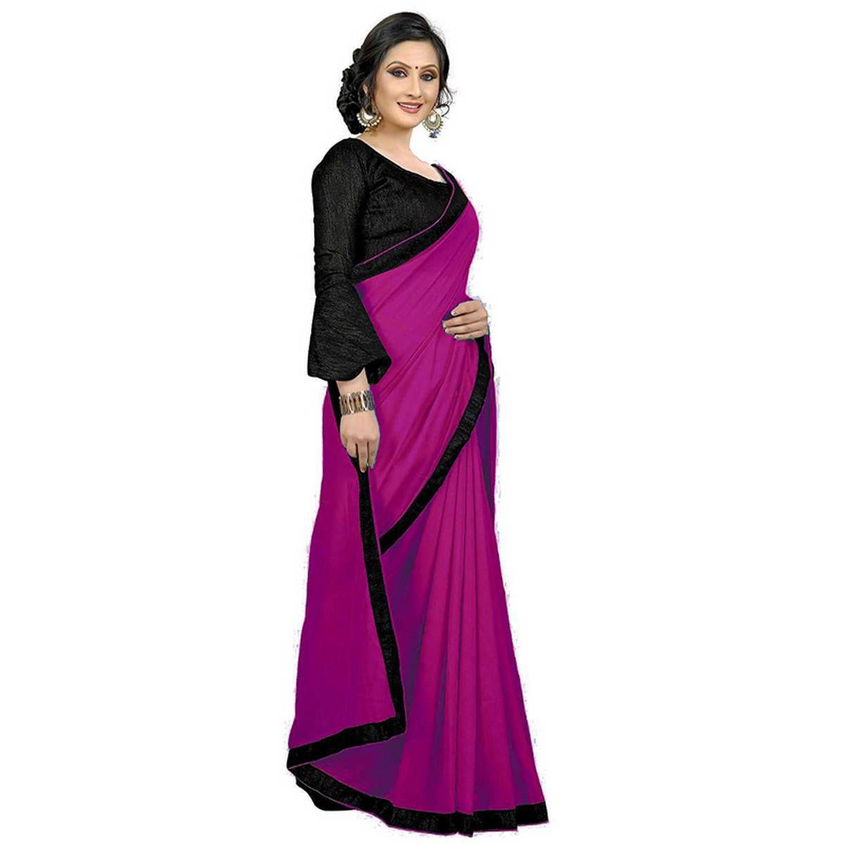 Lace fitted Italian Silk Sharee for Women's With Running Blouse Piece By Sharee Ghar