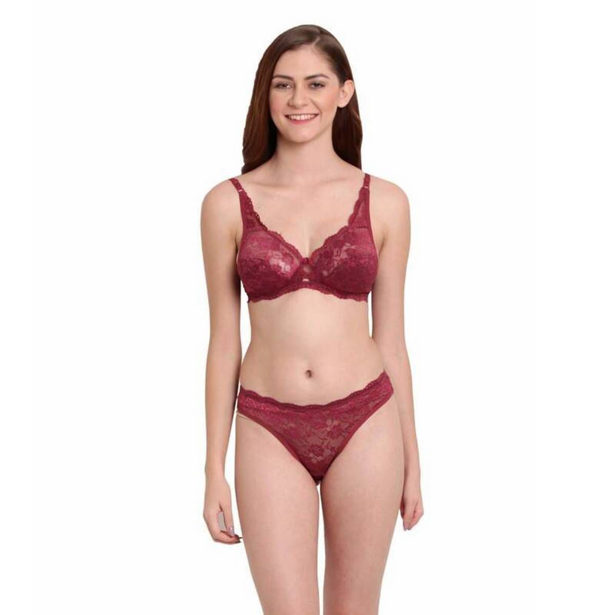 Maroon Color Bra & Panty Set for women