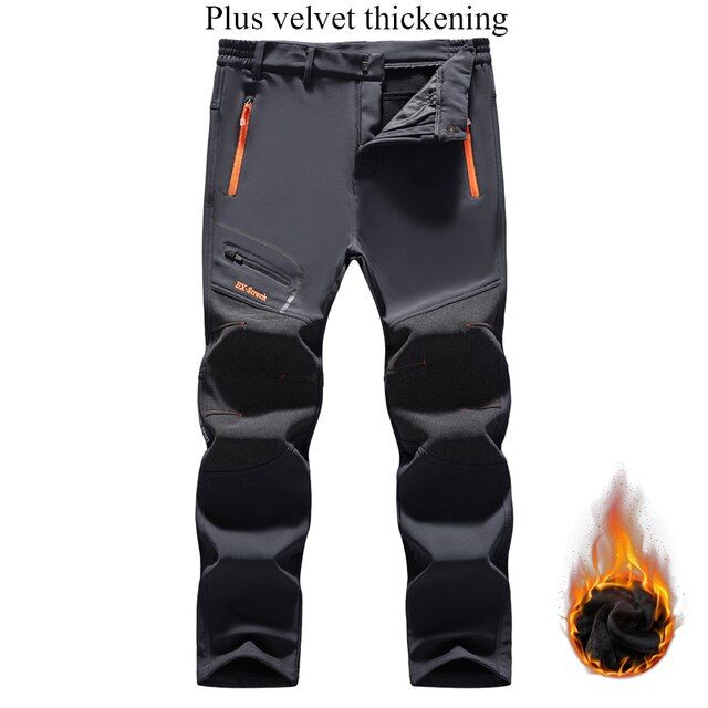 Winter Men's Waterproof Pants Outdoor Hiking Camping Fishing Sports Trousers Male Casual Soft  Fleece Warm Cargo Pants 5XL