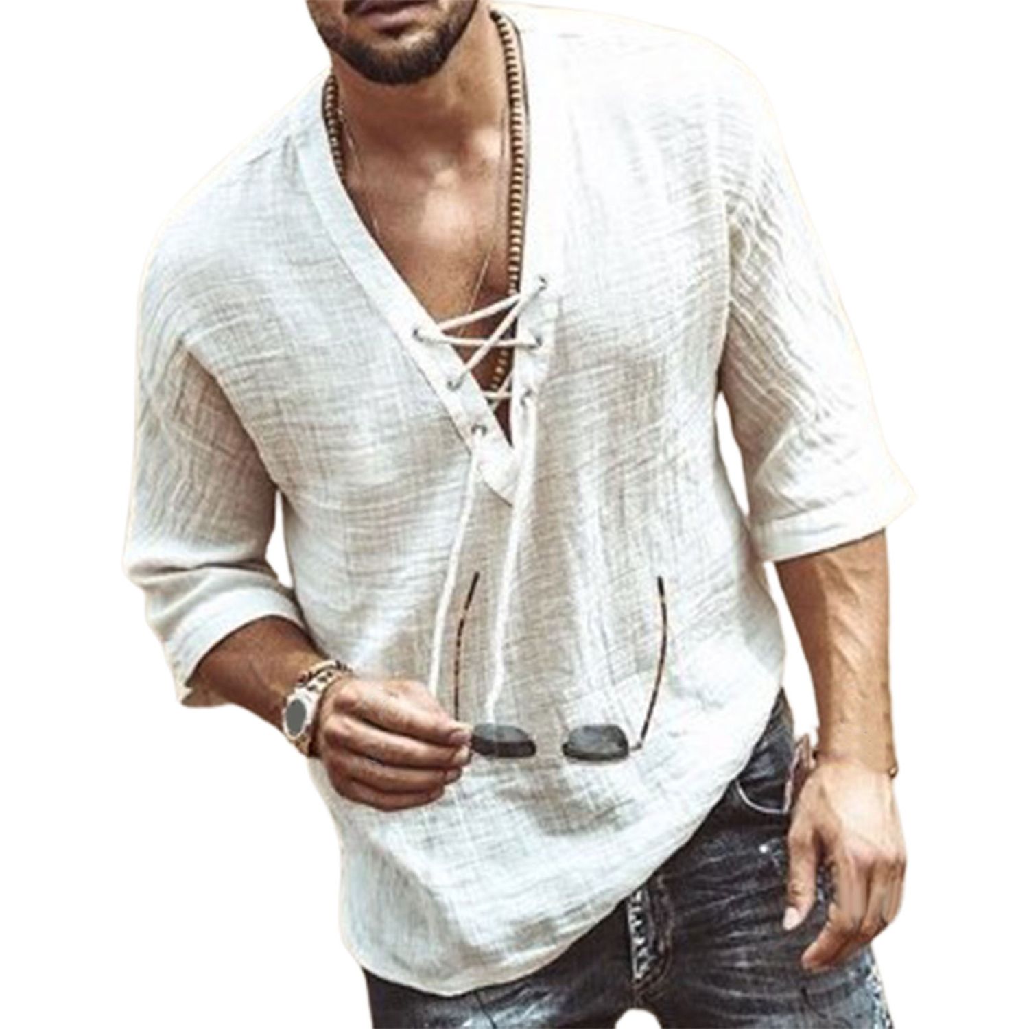 Loose T-shirt Great Craftsmanship Front Le Up Half Sleeve T-shirt